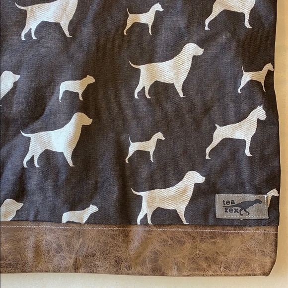 Tea Rex | Canvas Dog Design Leather Bottom Zipper Pouch Travel Bag | Animal Love - Picture 3 of 8